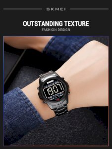 SKMEI 2127 Top Brand Stainless Steel Chrono Electronic Sports Watches Mens Waterproof Digital Wristwatch Alarm Date Week Clock 2127