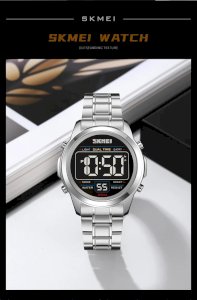 SKMEI 2127 Top Brand Stainless Steel Chrono Electronic Sports Watches Mens Waterproof Digital Wristwatch Alarm Date Week Clock 2127
