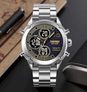 Skmei 1975 Fashion Men Luxury Sport Stainless Steel Band Digital Watchesjam Tangan Meters Water Resistance